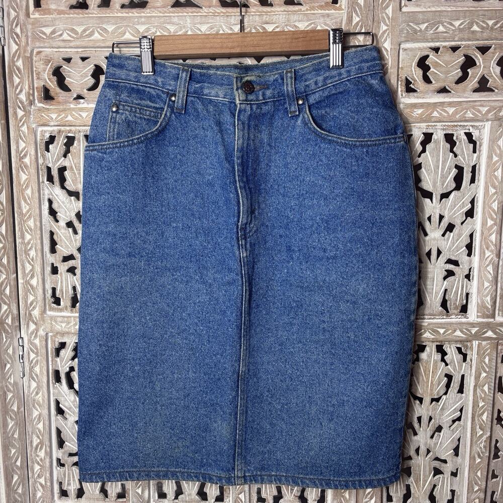 Vintage 90s Levi’s Silver Tab Knee Length Straight Pencil Denim Skirt Size 10